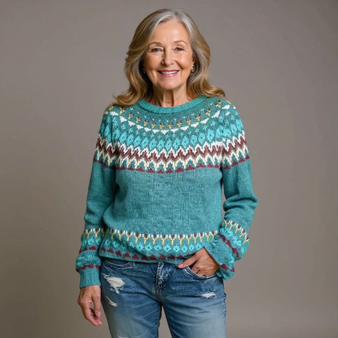 Women's Knitted Fair Isle Crew Neck Jumper