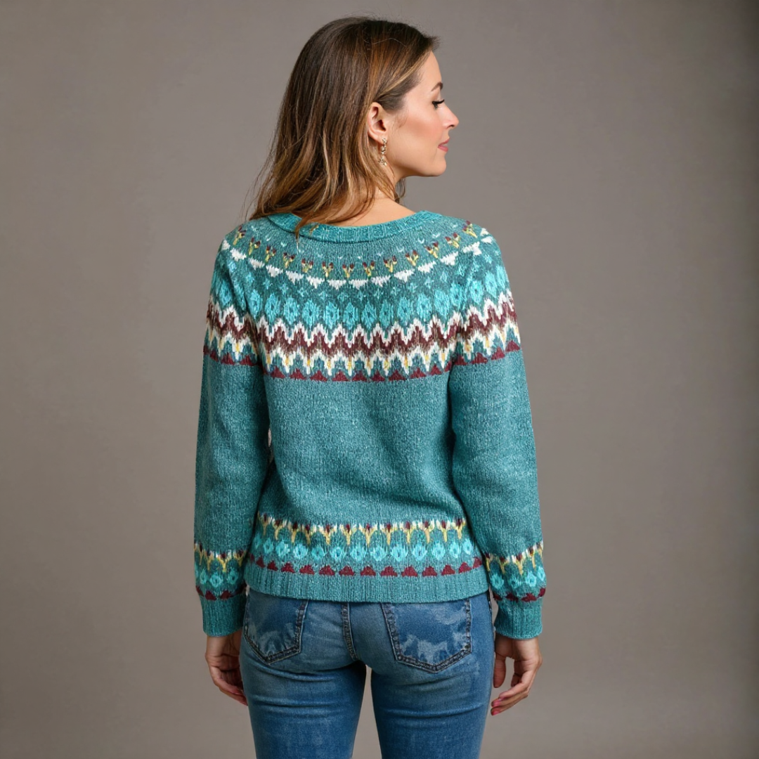 Women's Knitted Fair Isle Crew Neck Jumper