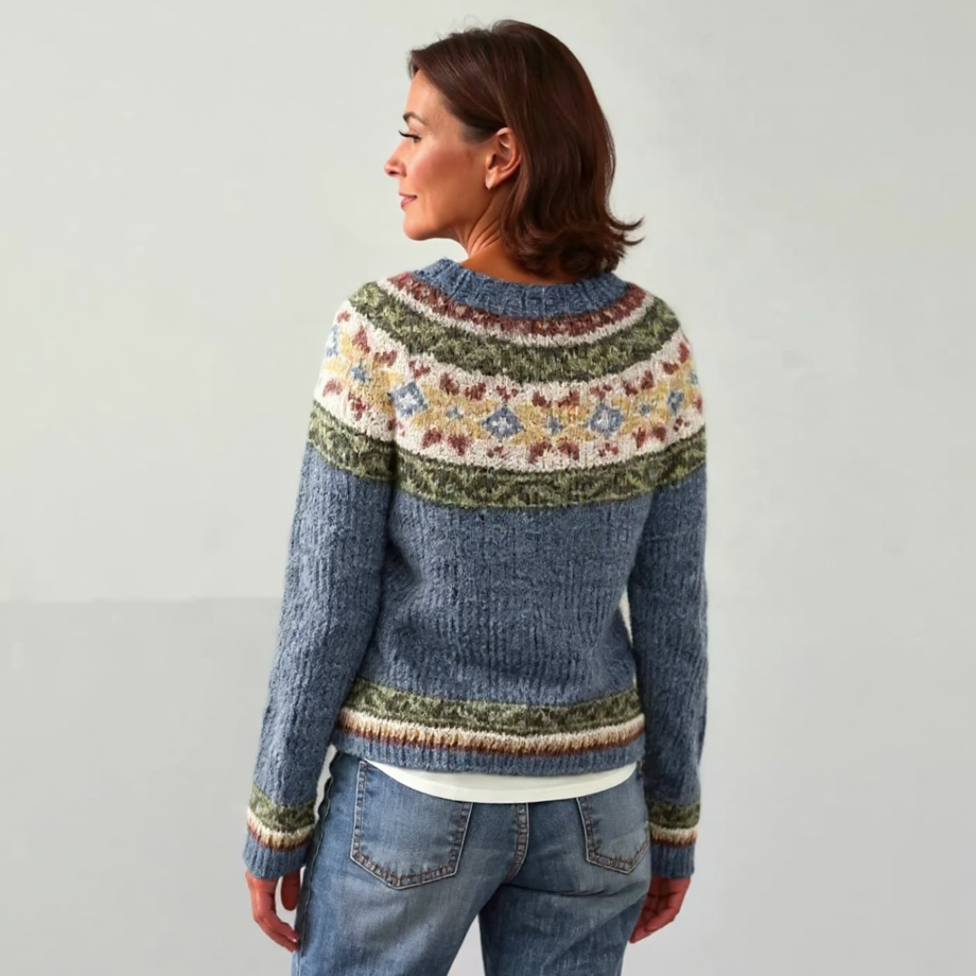 Women's Knitted Floral Fair Isle Jumper