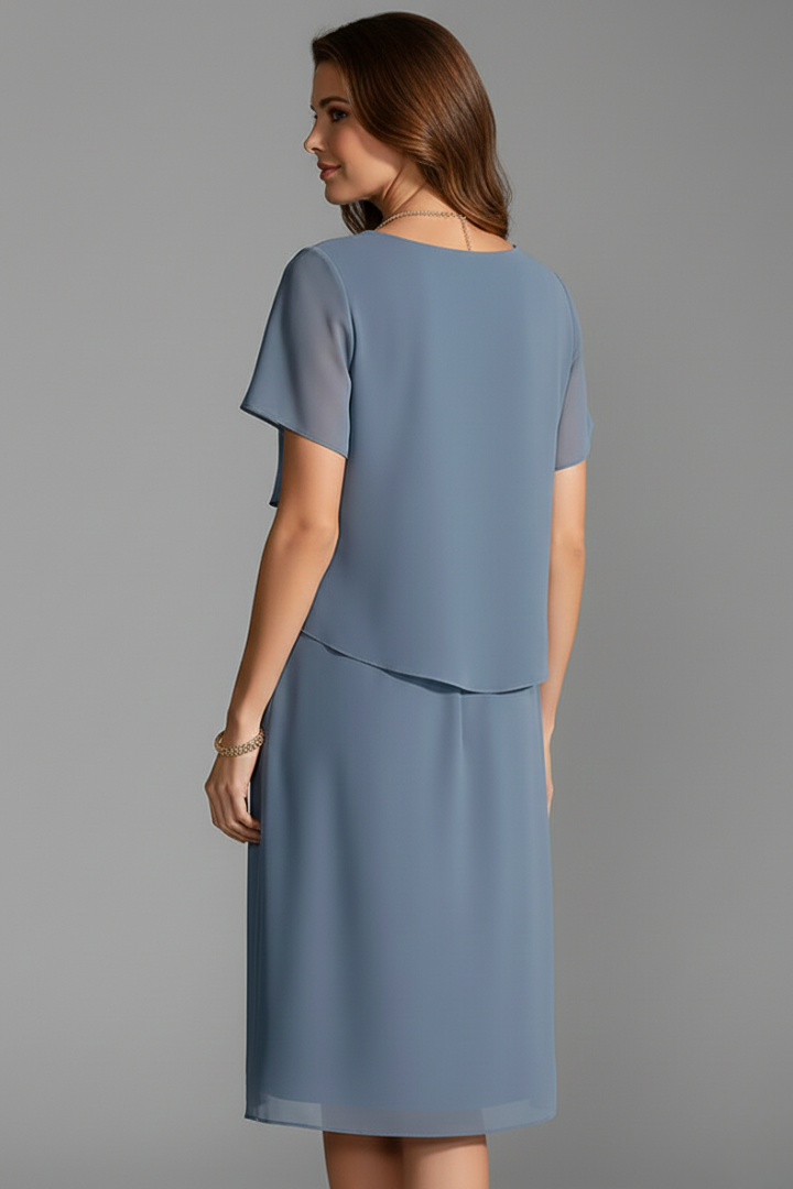 Mia | Women's Layered Front Short Sleeve Dress