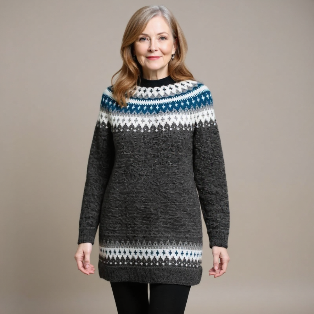Women's Longline Icelandic Fair Isle Tunic Jumper