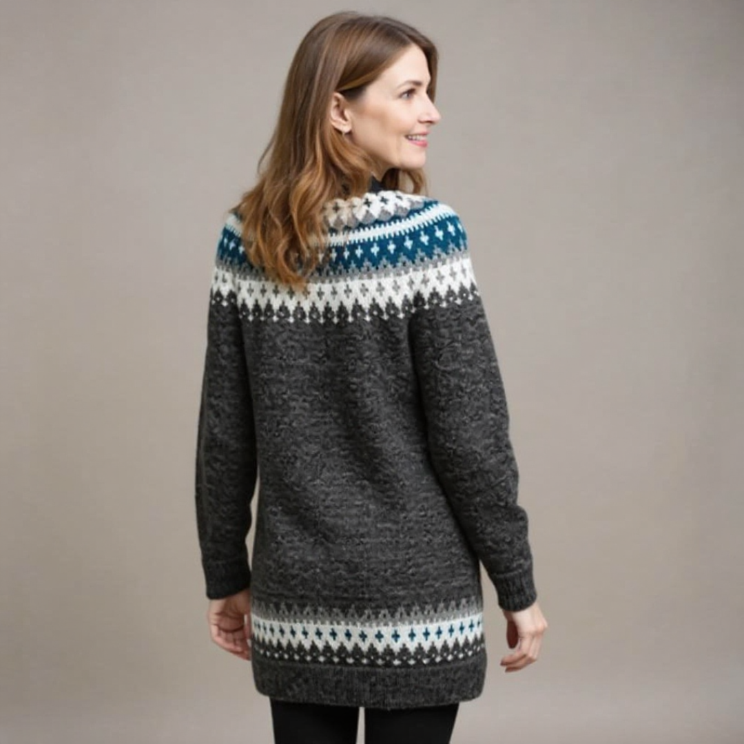 Women's Longline Icelandic Fair Isle Tunic Jumper