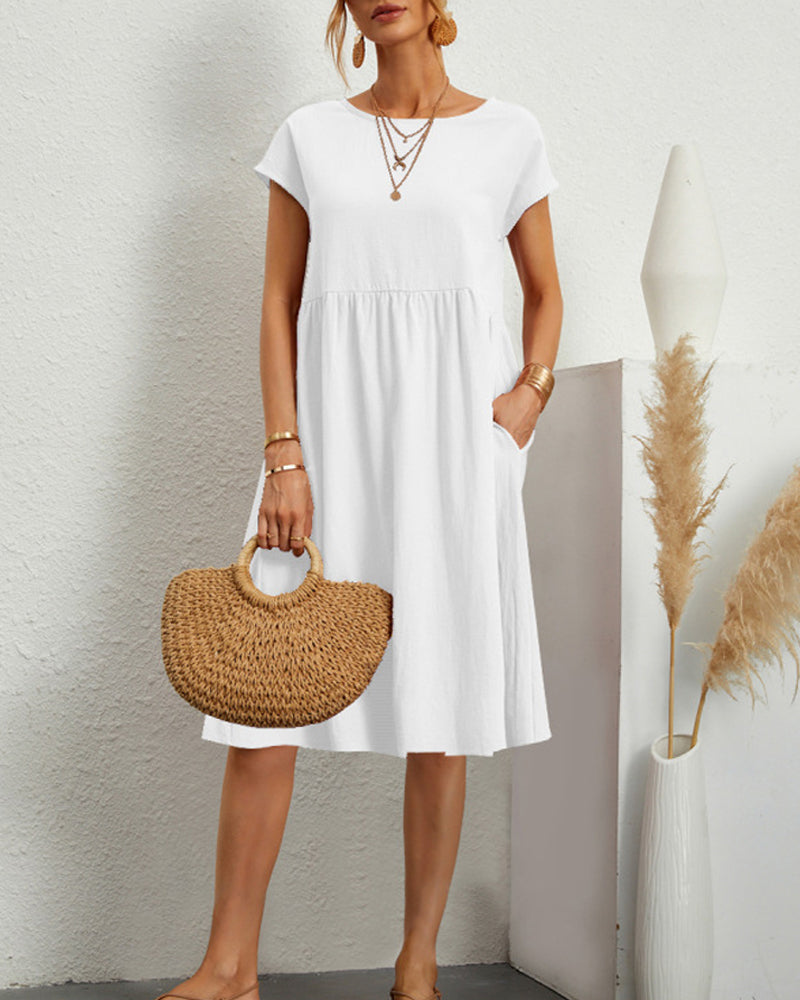 Edie | Women's Loose Round Neck Summer Midi Dress