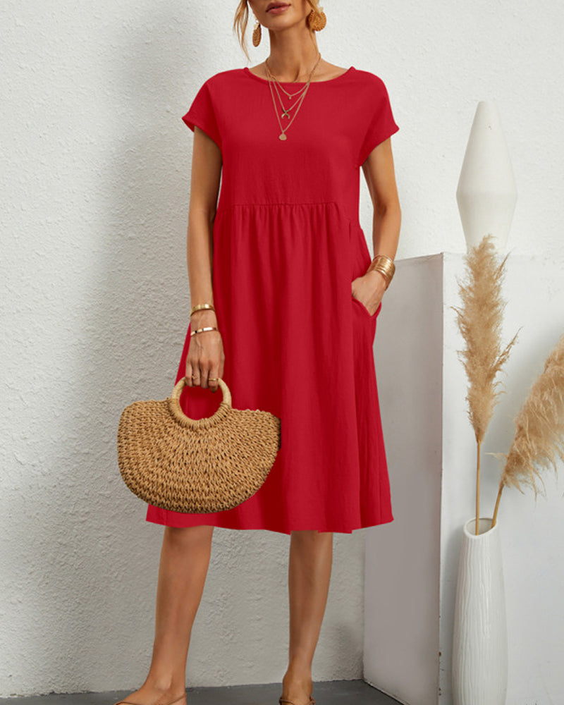 Edie | Women's Loose Round Neck Summer Midi Dress