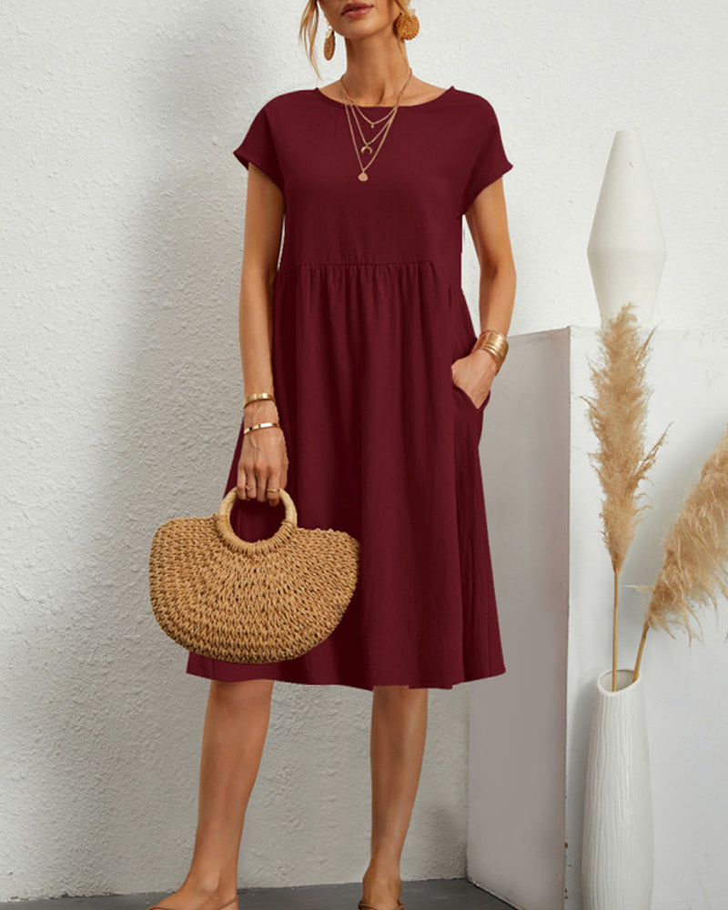 Edie | Women's Loose Round Neck Summer Midi Dress