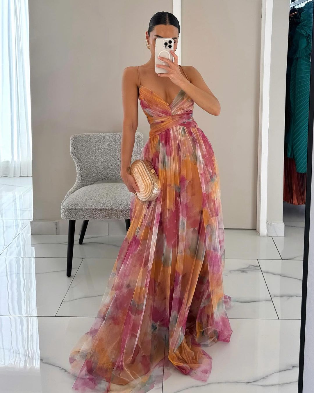 Petra | Women's Multicolour V-Neck Maxi Dress