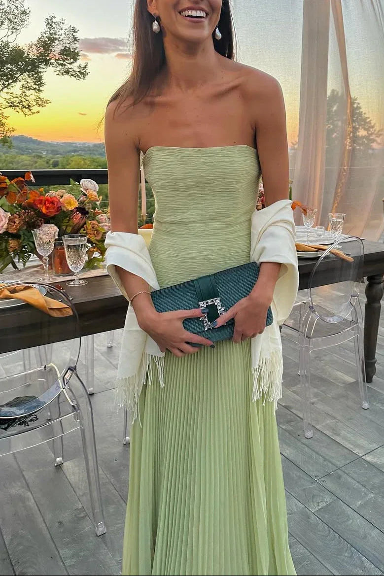 Elowen | Women's Pleated V-Neck Maxi Dress
