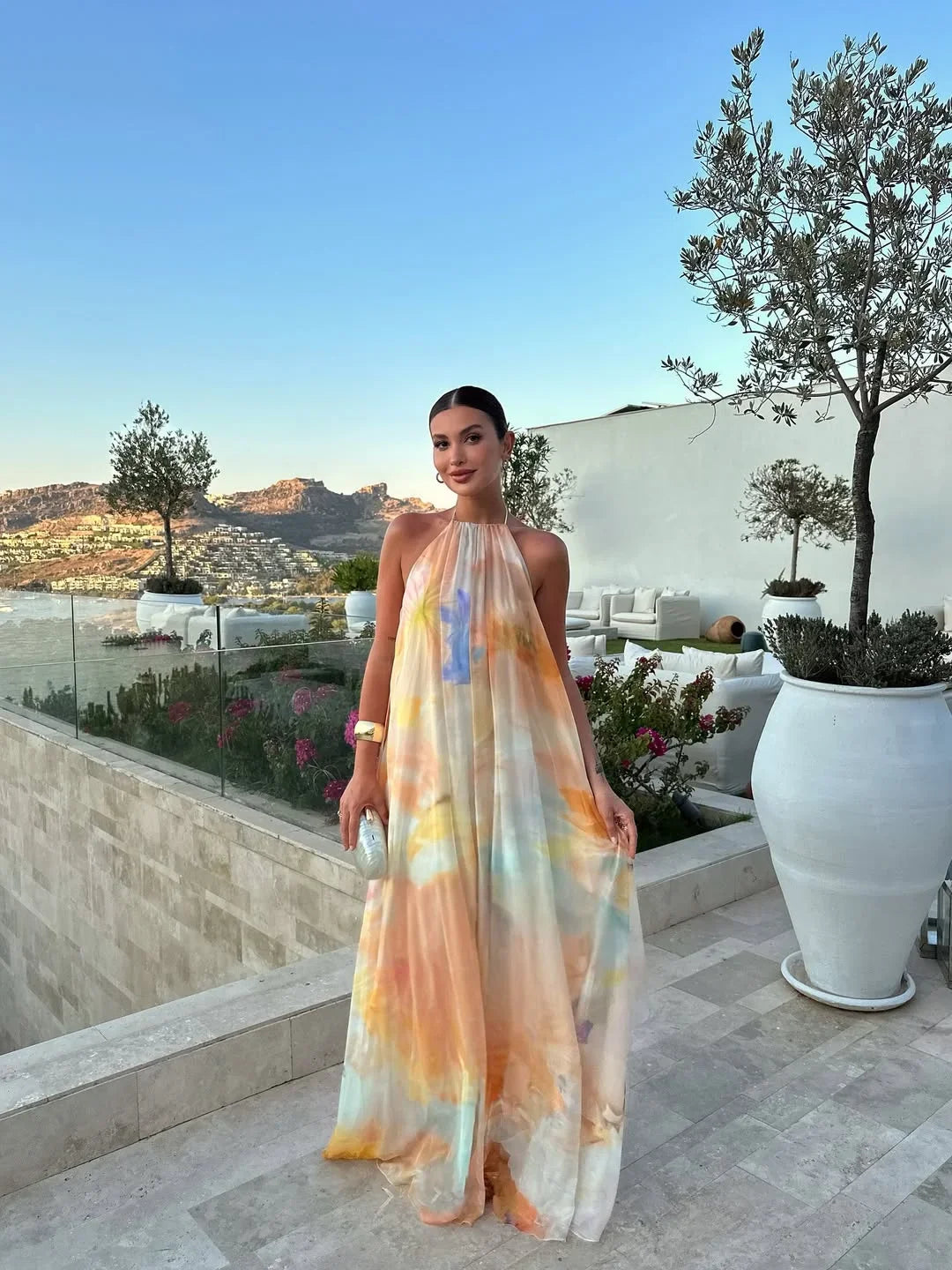Marnie | Women's Printed Backless Maxi Summer Dress