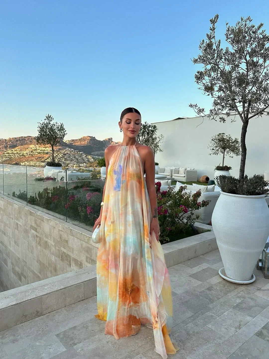 Marnie | Women's Printed Backless Maxi Summer Dress