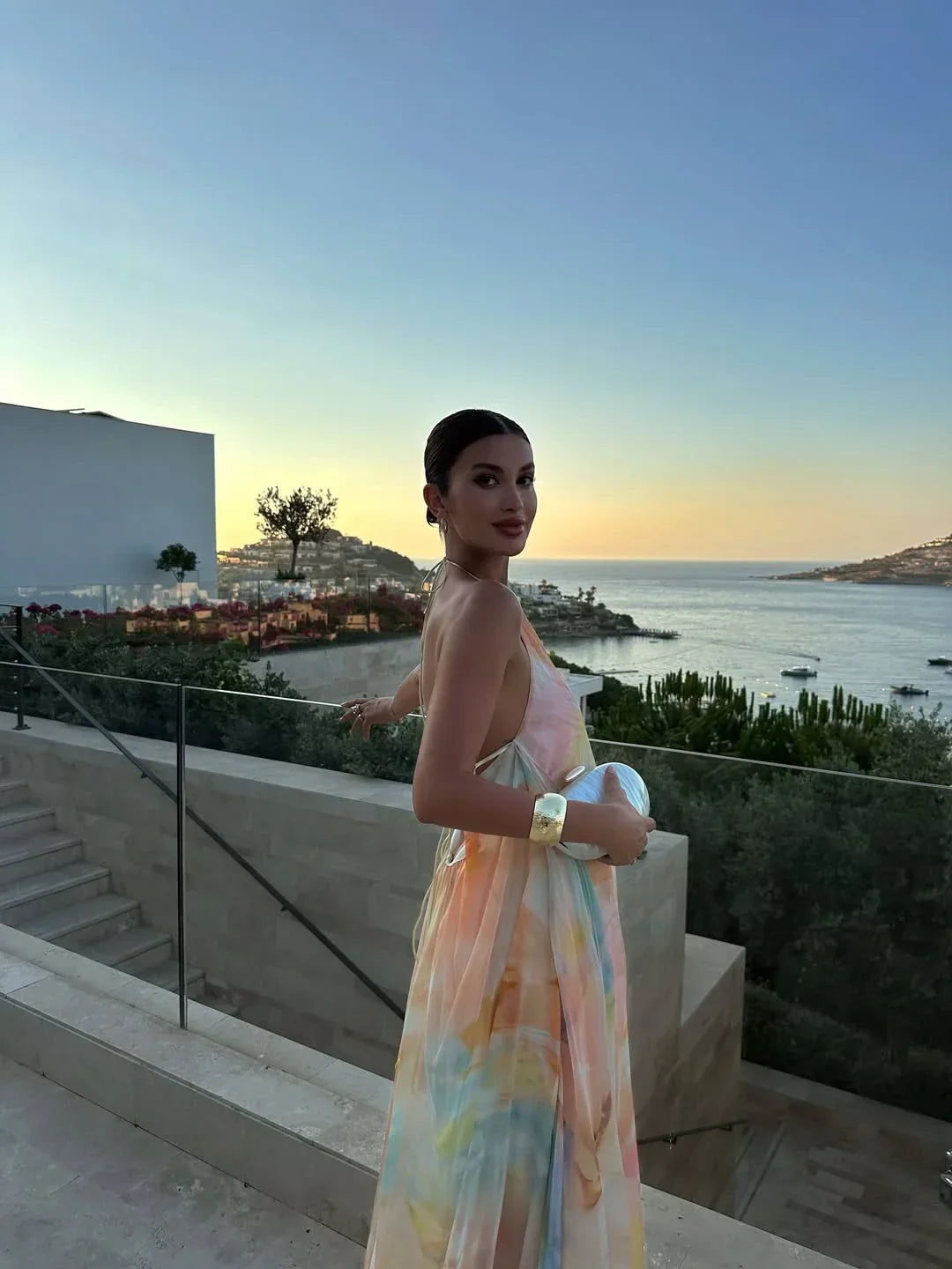 Marnie | Women's Printed Backless Maxi Summer Dress