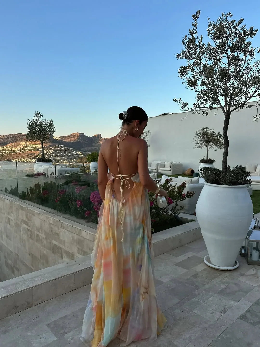 Marnie | Women's Printed Backless Maxi Summer Dress