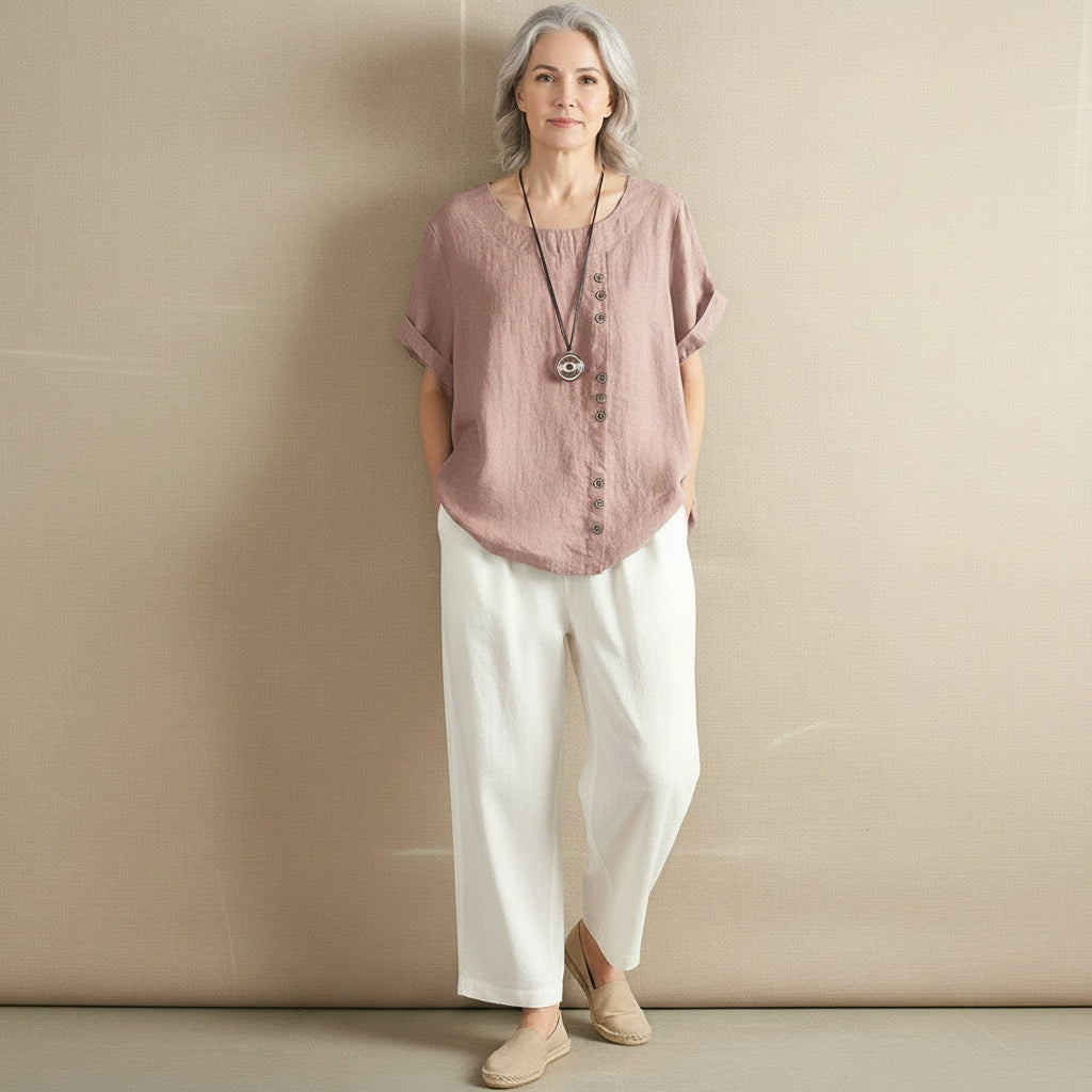 Nell | Women's Round Neck Summer Blouse