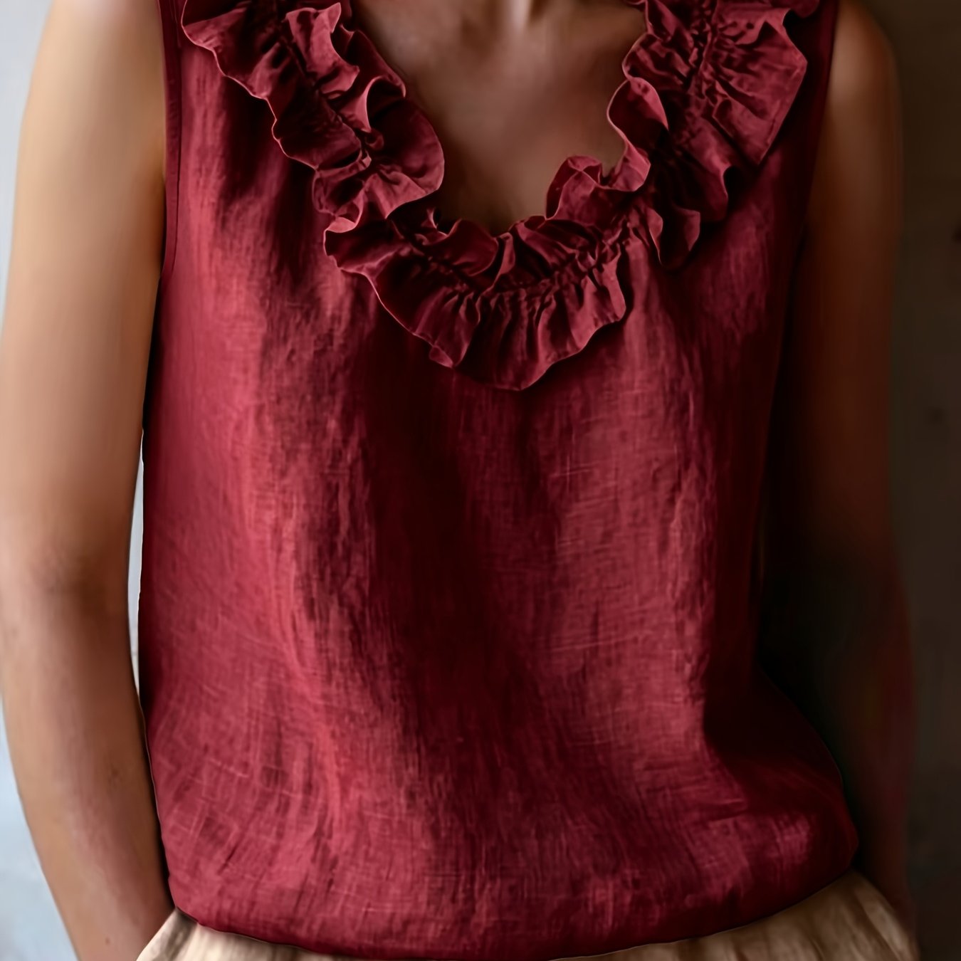Effie | Women's Ruffle Sleeveless Summer Blouse