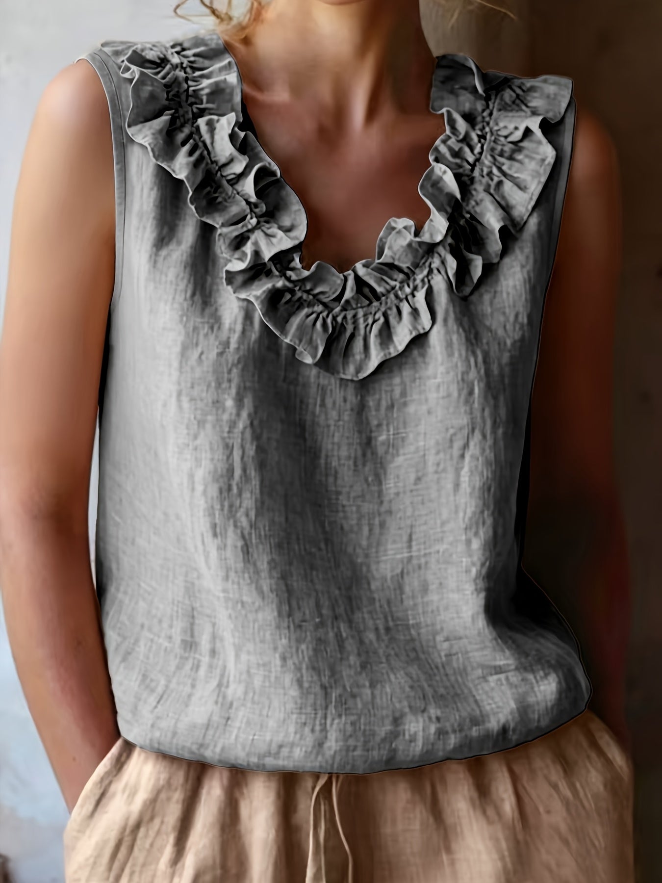 Effie | Women's Ruffle Sleeveless Summer Blouse