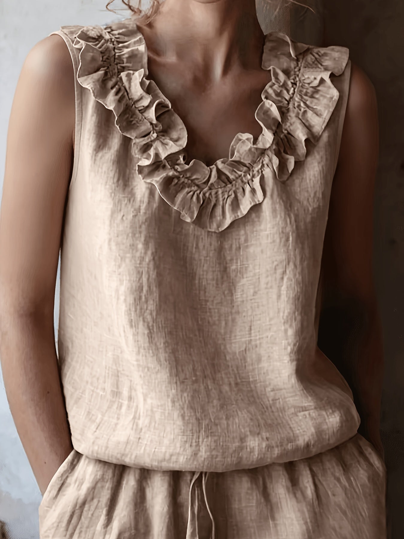 Effie | Women's Ruffle Sleeveless Summer Blouse