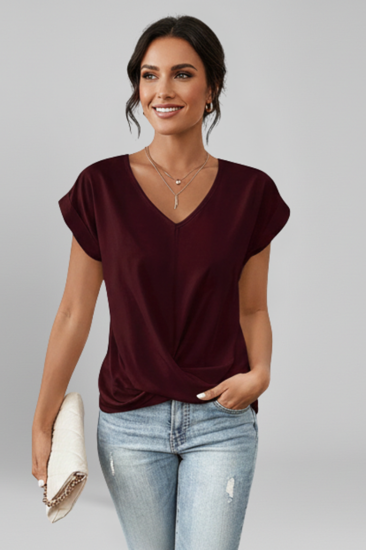 Grace | Women's V-Neck Short Sleeve Blouse