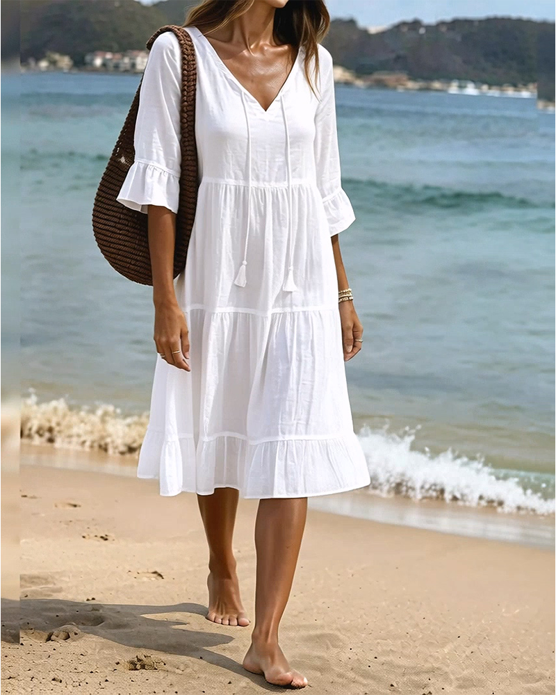 Violet | Women's V-Neck Tie-Waist Summer Dress