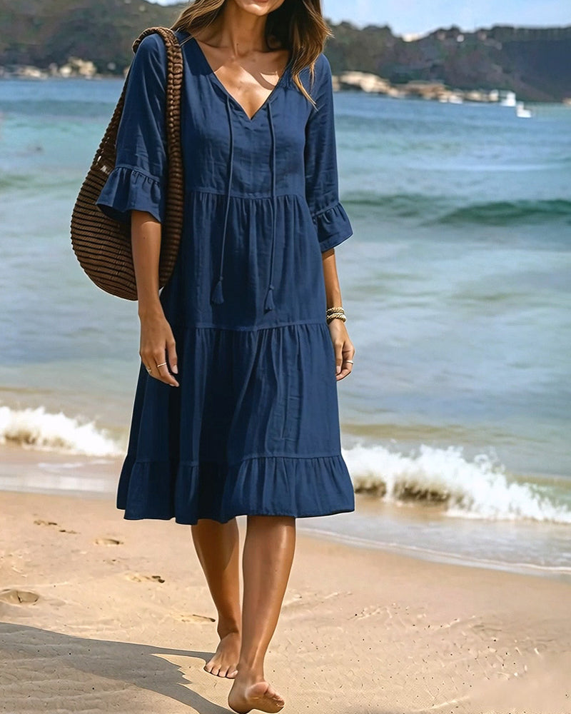 Violet | Women's V-Neck Tie-Waist Summer Dress