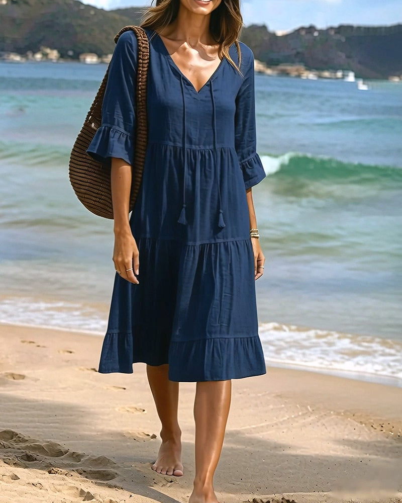 Violet | Women's V-Neck Tie-Waist Summer Dress