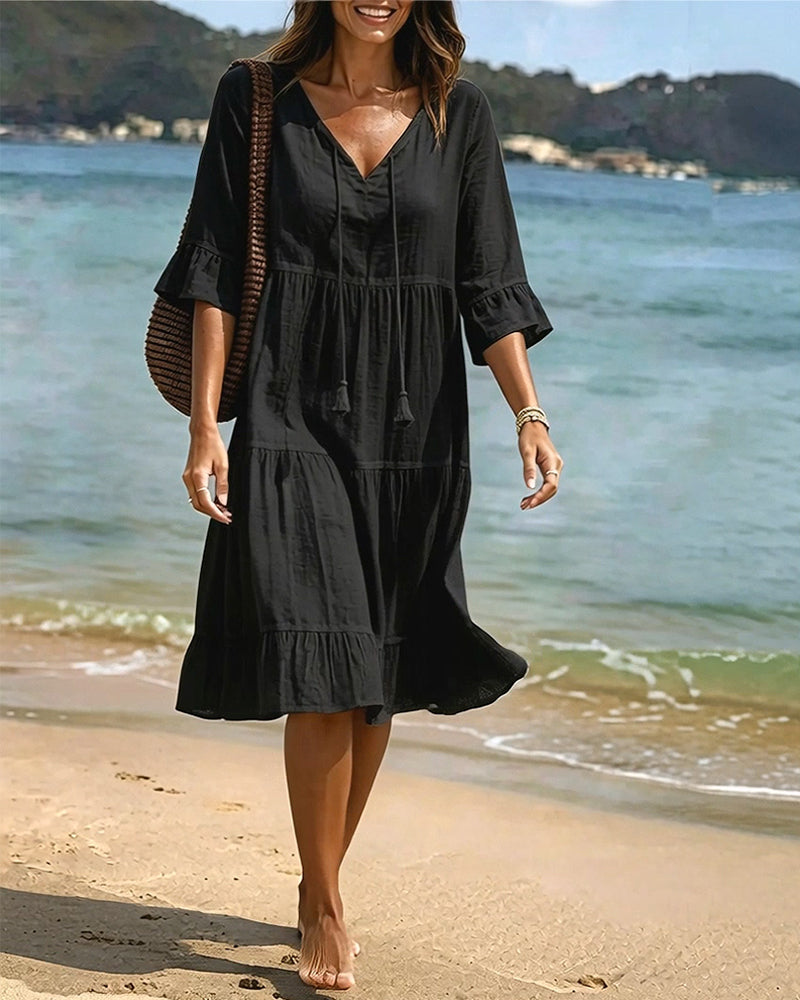 Violet | Women's V-Neck Tie-Waist Summer Dress