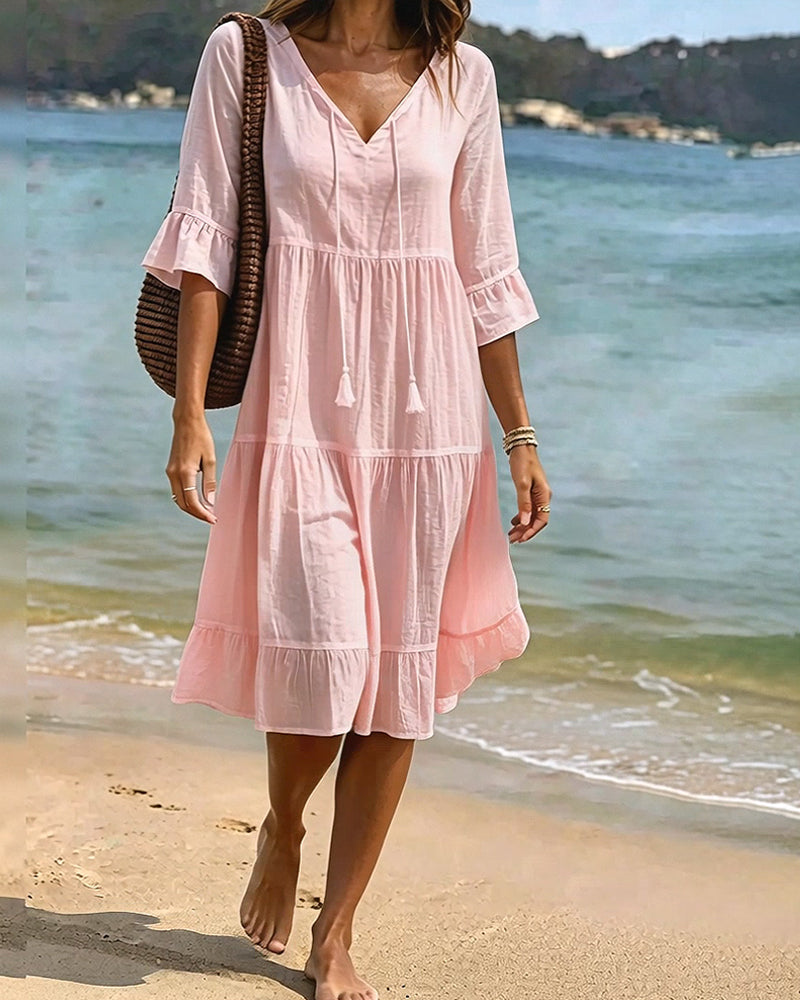 Violet | Women's V-Neck Tie-Waist Summer Dress