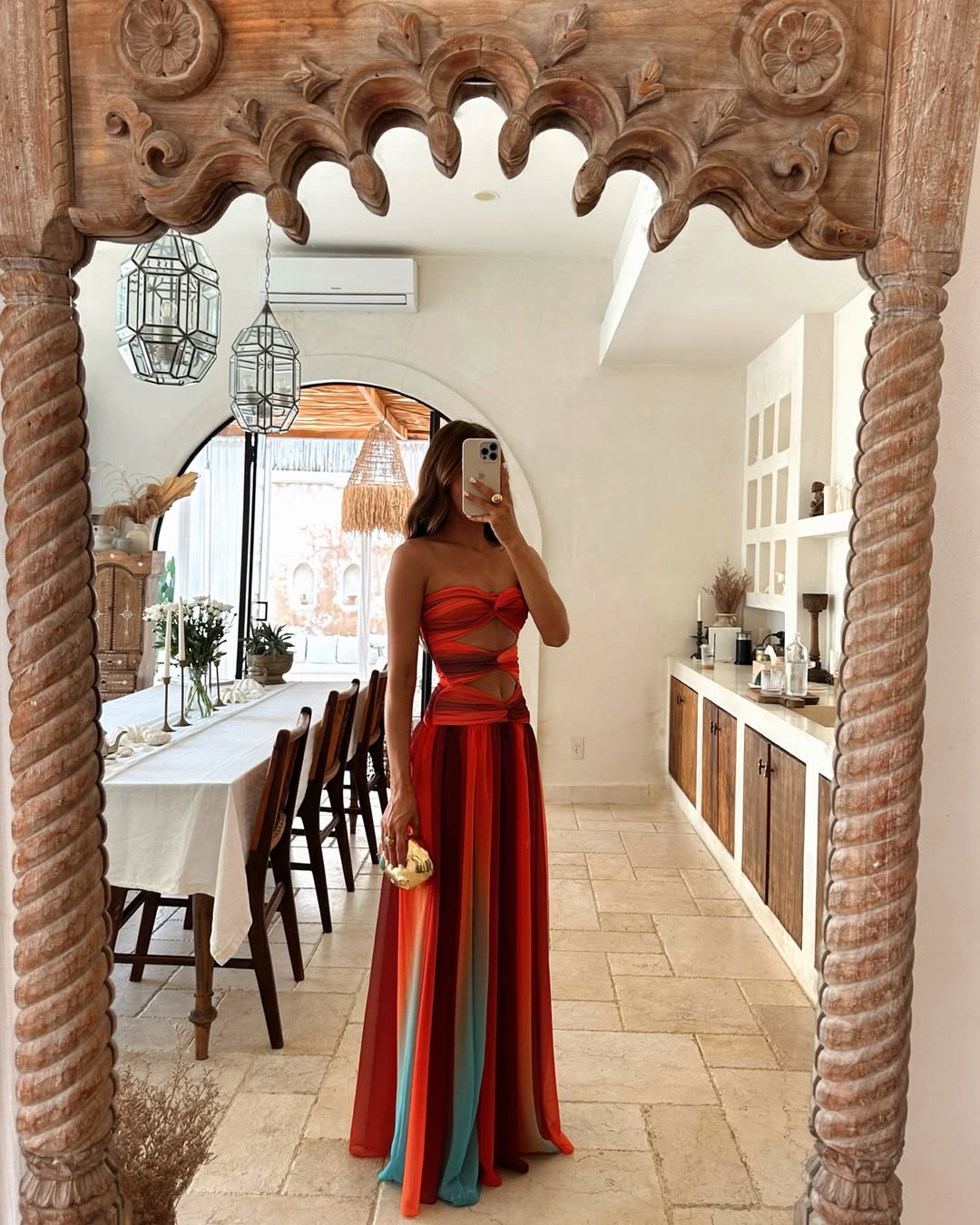 Wren | Women’s Strapless Mesh Cut-Out Maxi Dress