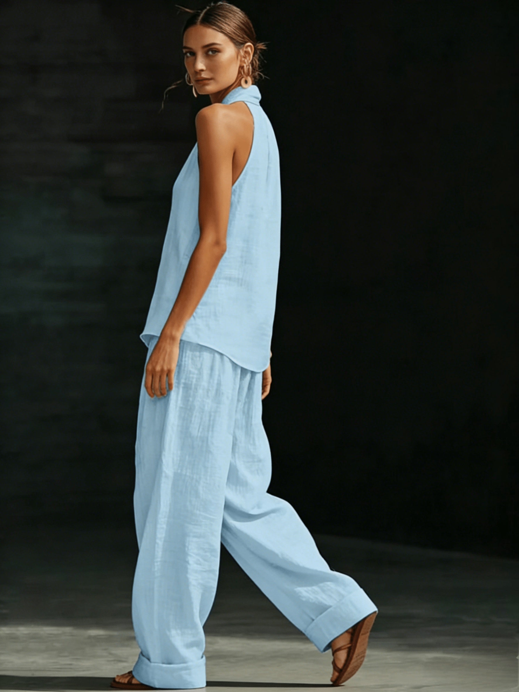 Elspeth | Women's V-Neck Wide-Leg Two-Piece Summer Set