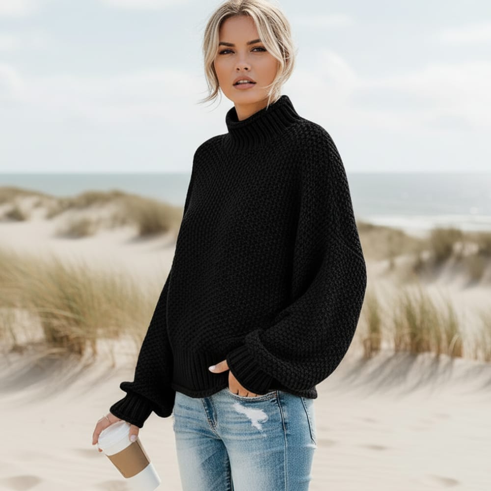 Women's Boho Turtleneck Winter Knit Sweater
