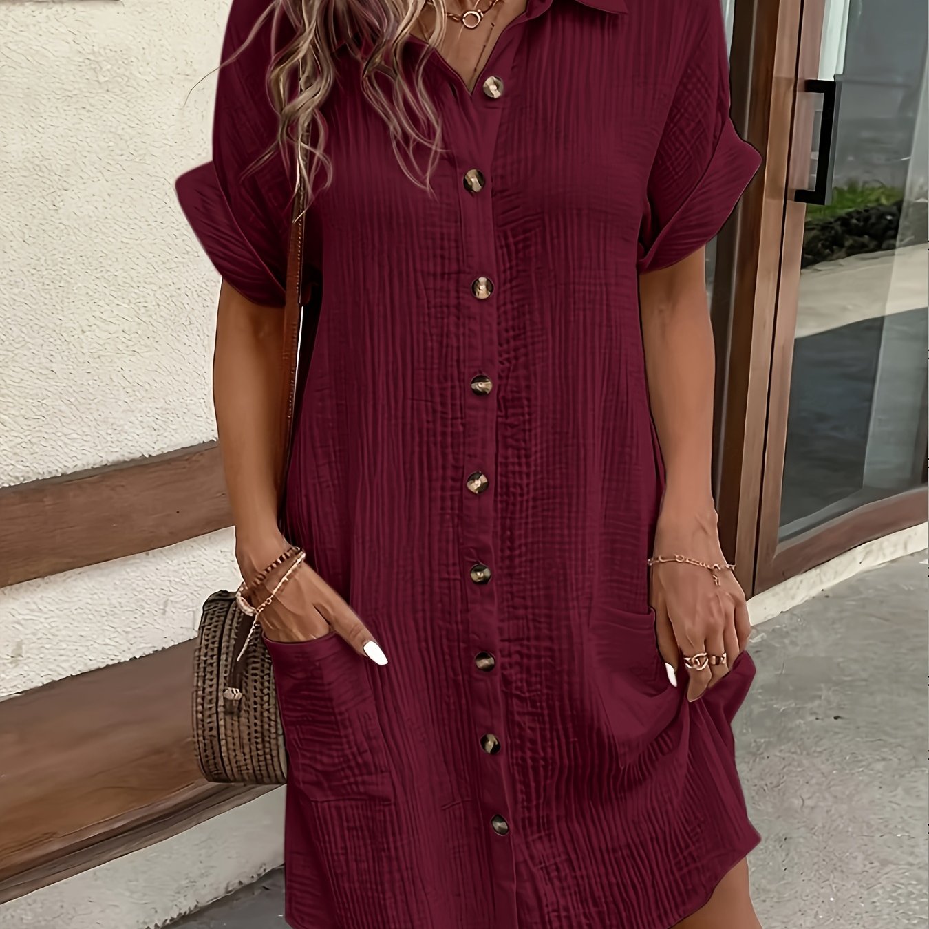 Etta | Women's Button-Up Collared Midi Summer Dress