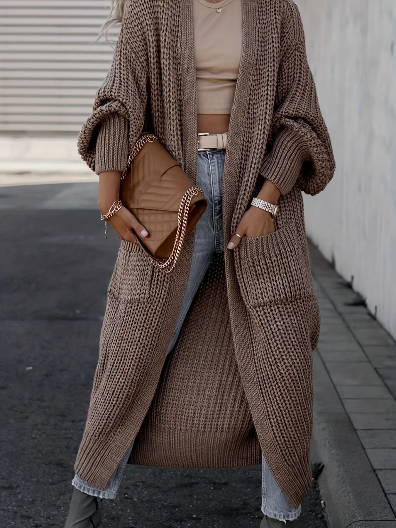 Amelia | Women's Deep V-Neck Ribbed Knit Open Front Cardigan
