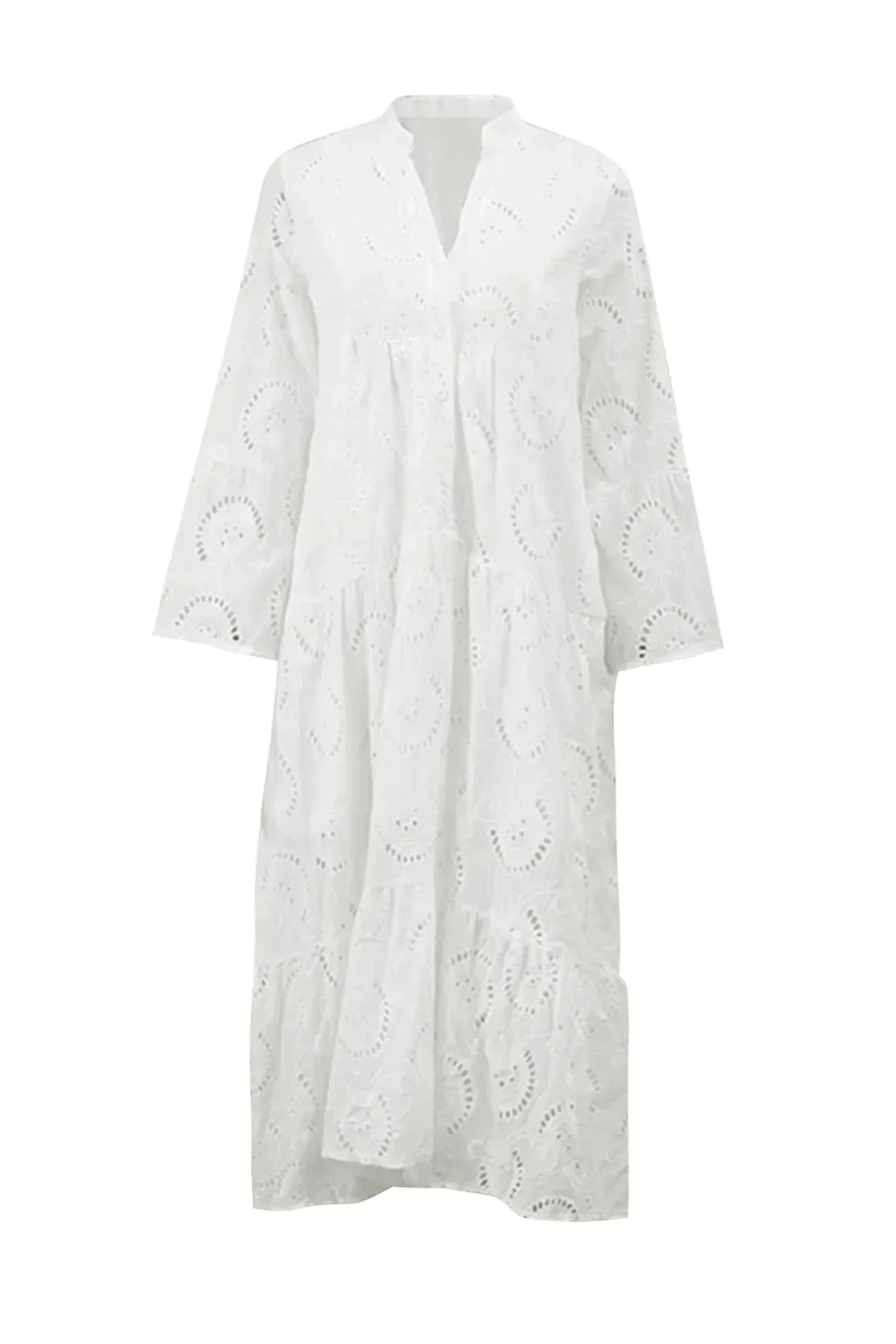 Openwork Maxi dress, 3/4 sleeves, V-neck, summer