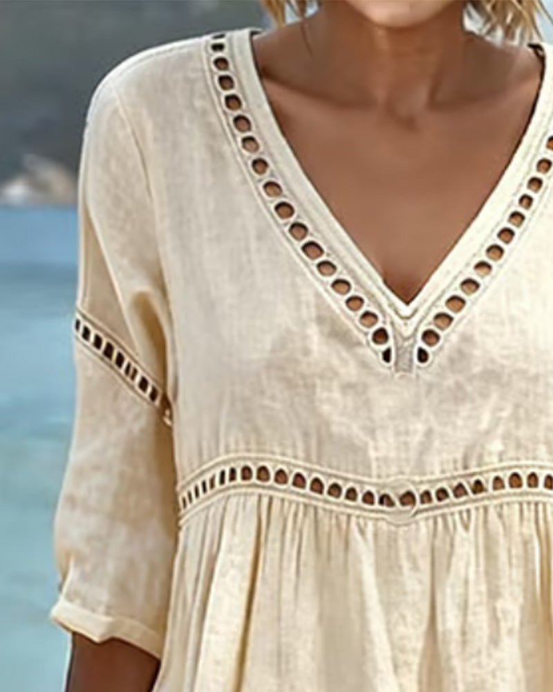 Dahlia | Women's V-Neck Cut-Out Midi Summer Dress