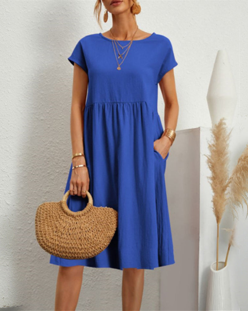 Edie | Women's Loose Round Neck Summer Midi Dress