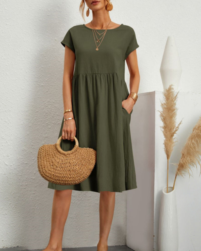 Edie | Women's Loose Round Neck Summer Midi Dress