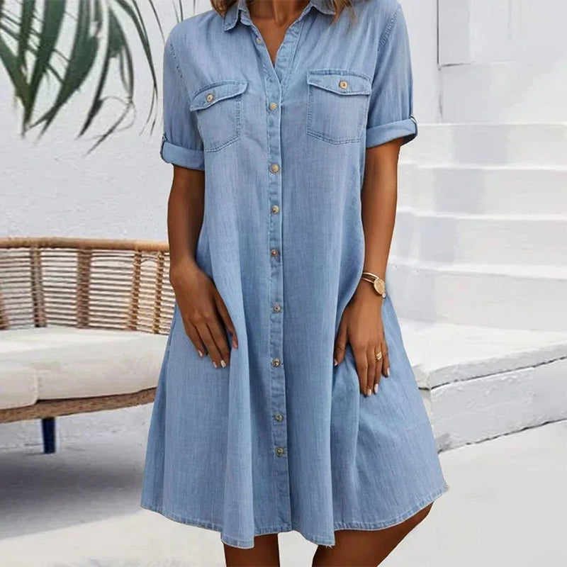 Agnes | Women's Collared Button-Front Midi Summer Dress