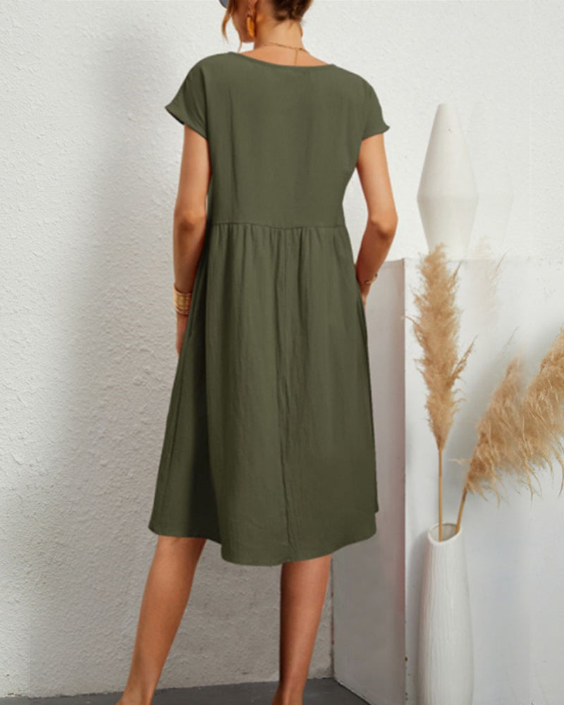 Edie | Women's Loose Round Neck Summer Midi Dress