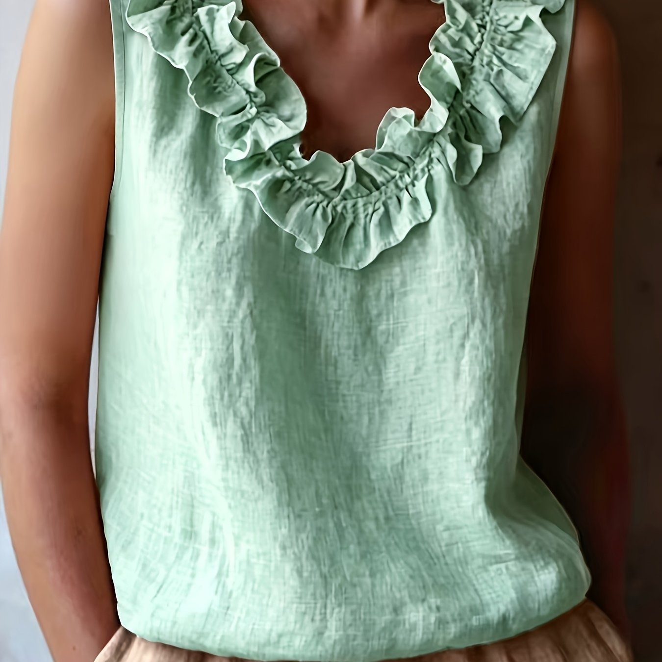 Effie | Women's Ruffle Sleeveless Summer Blouse