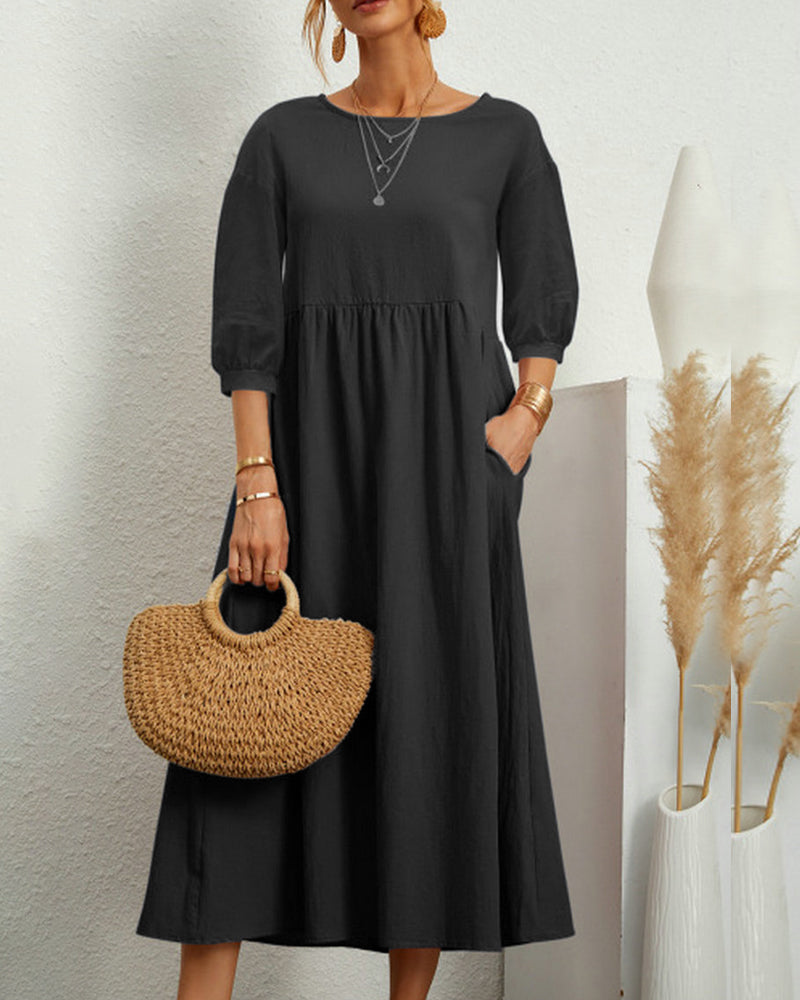 Maud | Women's Lantern Sleeve Midi Summer Dress