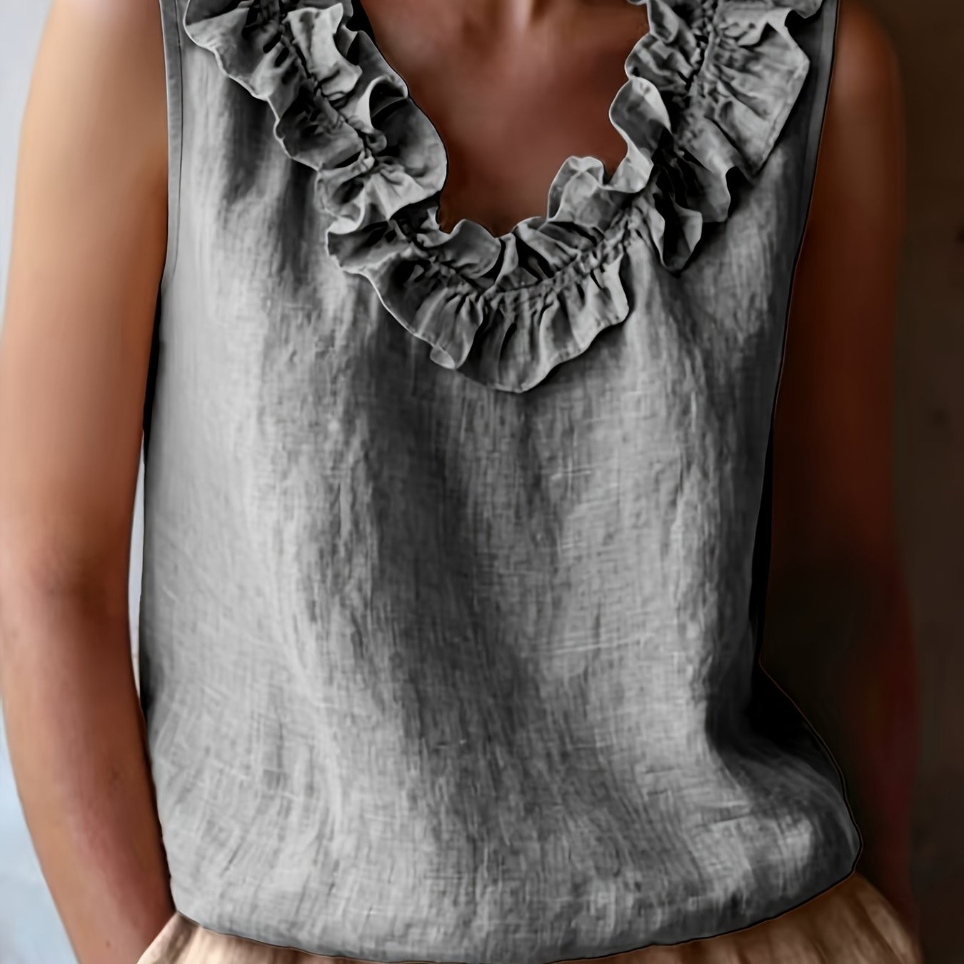 Effie | Women's Ruffle Sleeveless Summer Blouse