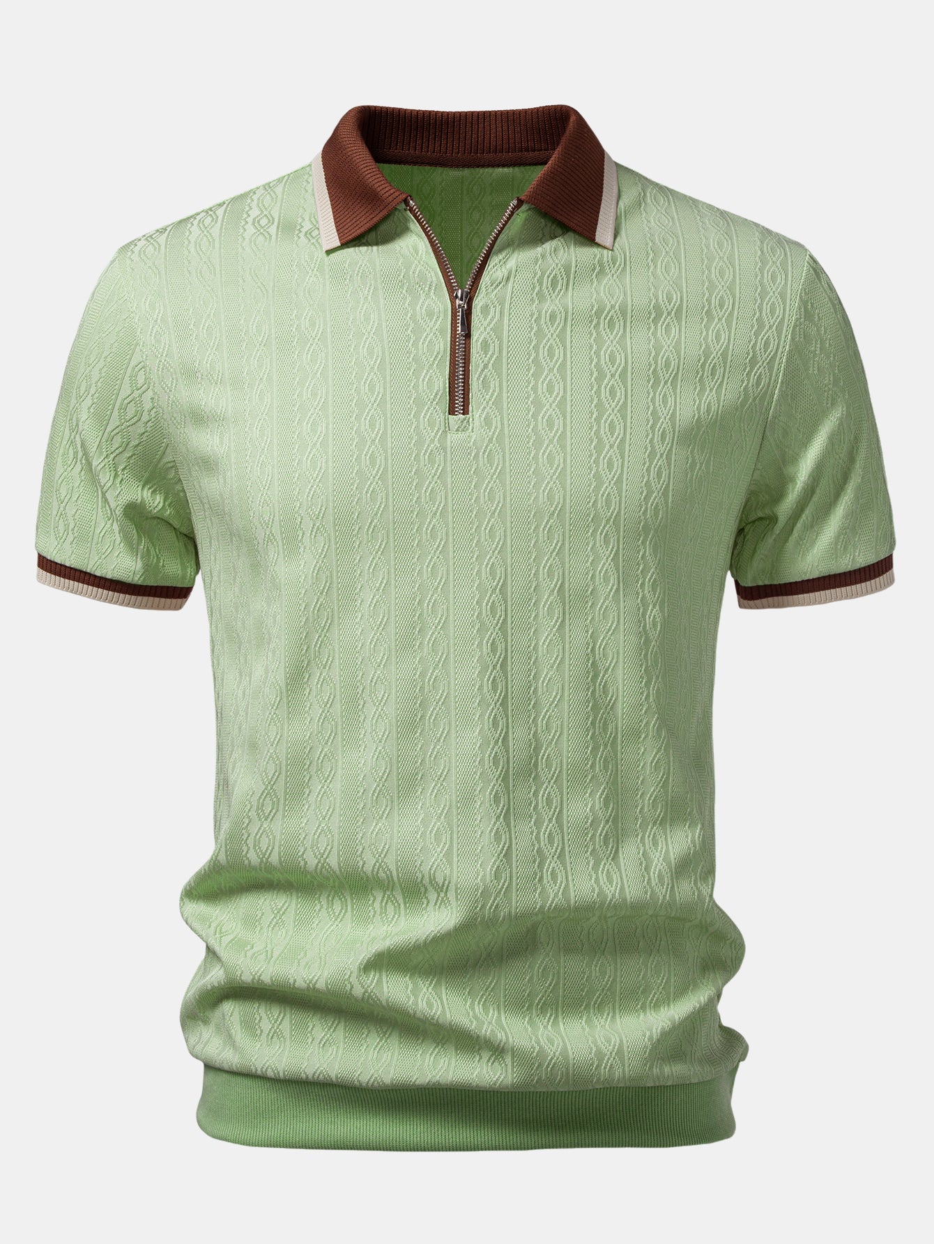 Wilfred | Men's Contrast Trim Zip Polo Shirt