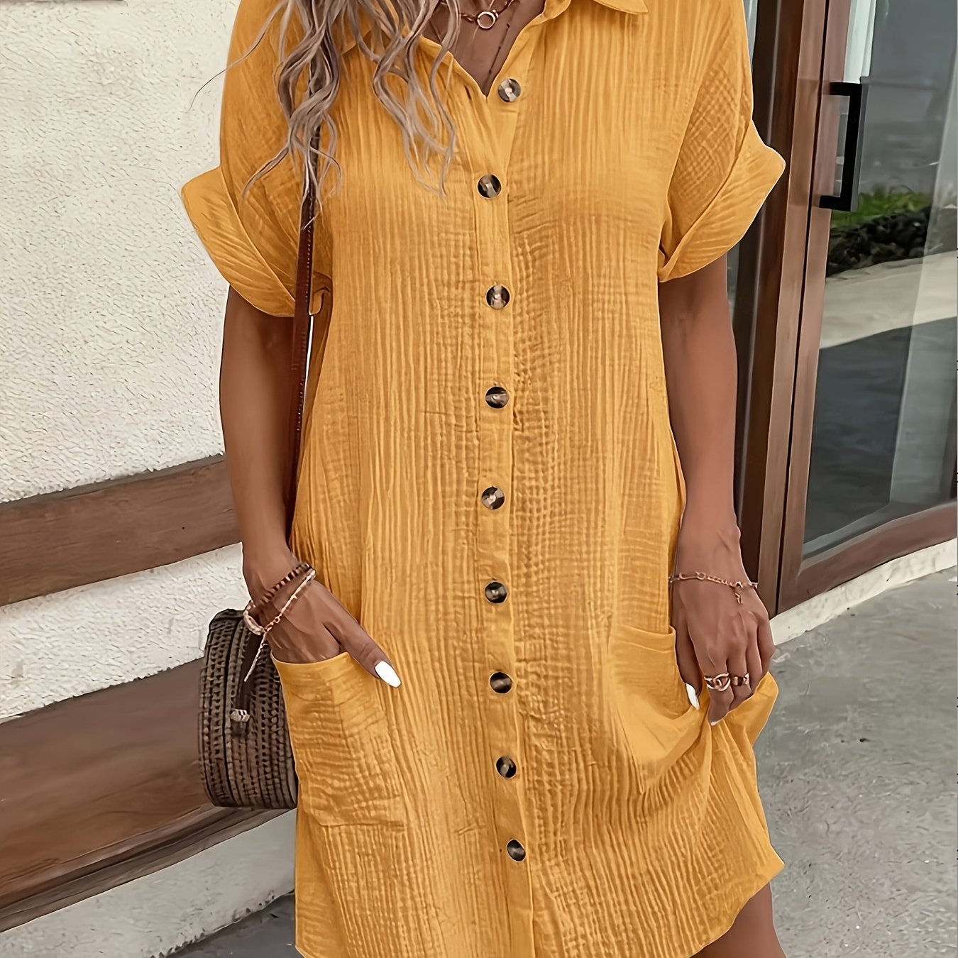 Etta | Women's Button-Up Collared Midi Summer Dress