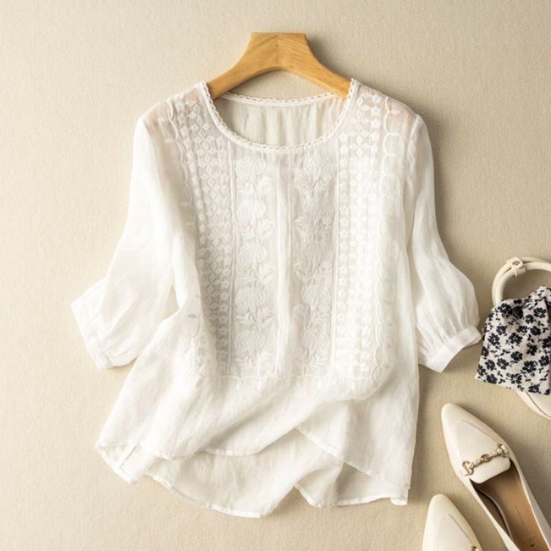 Dulcie | Women's Embroidered Floral Summer Blouse