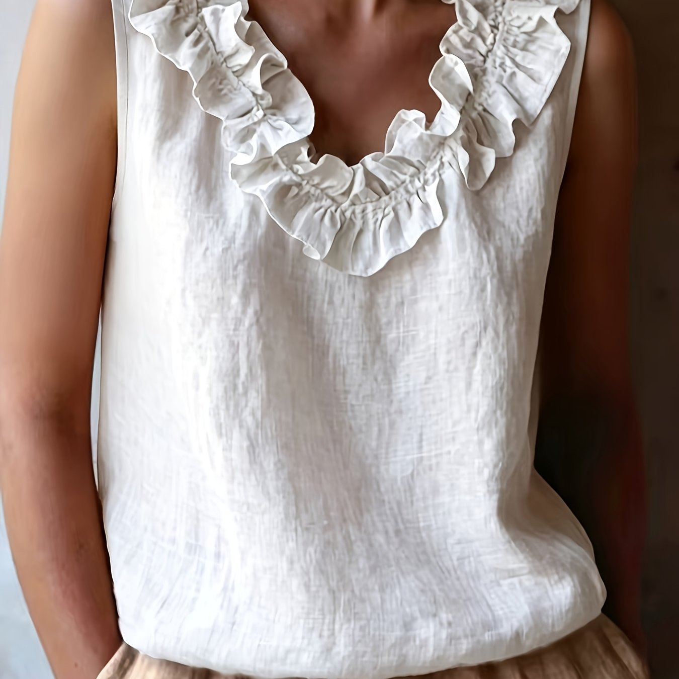 Effie | Women's Ruffle Sleeveless Summer Blouse