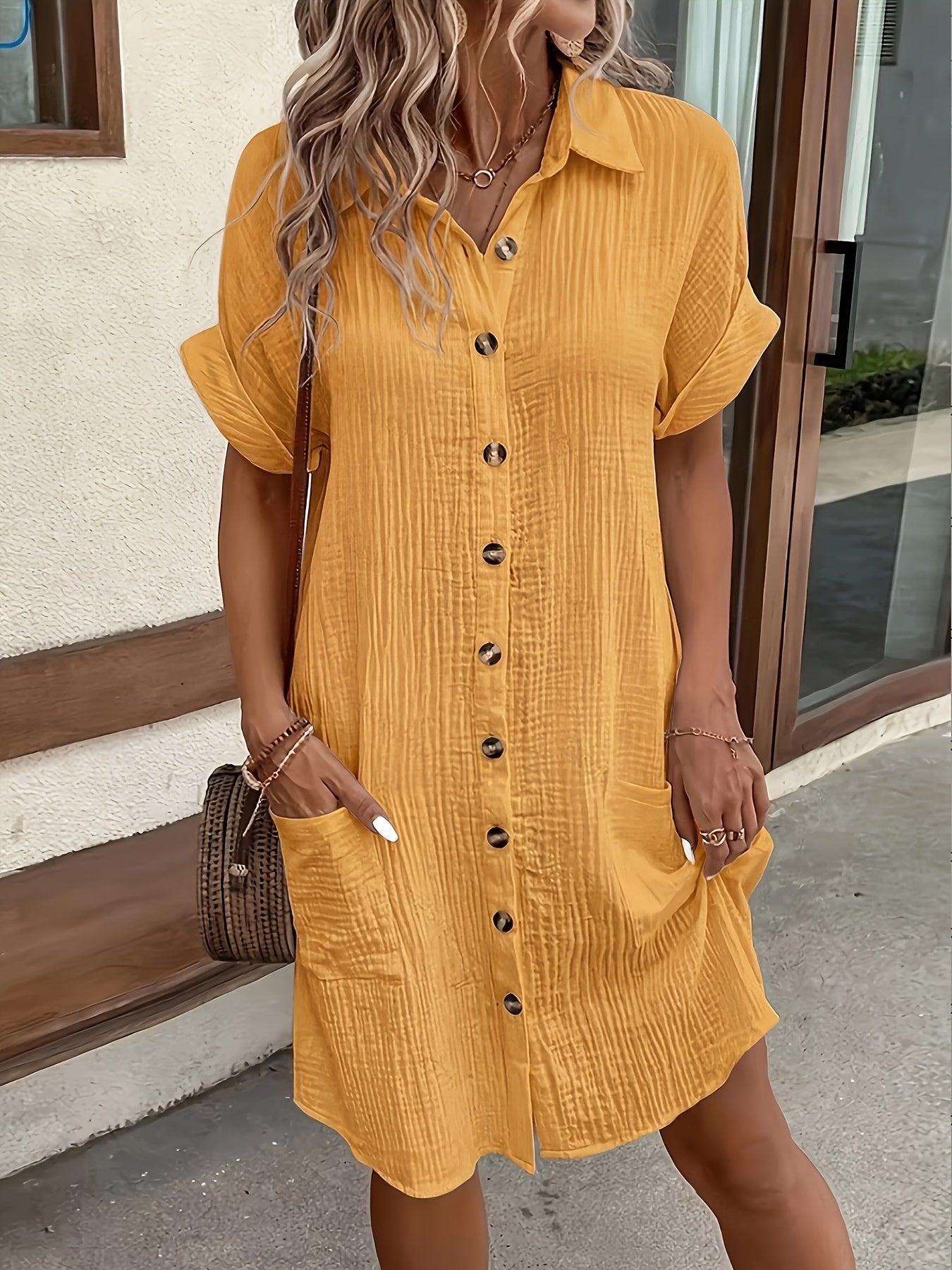 Etta | Women's Button-Up Collared Midi Summer Dress