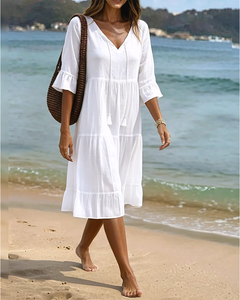 Violet | Women's V-Neck Tie-Waist Summer Dress