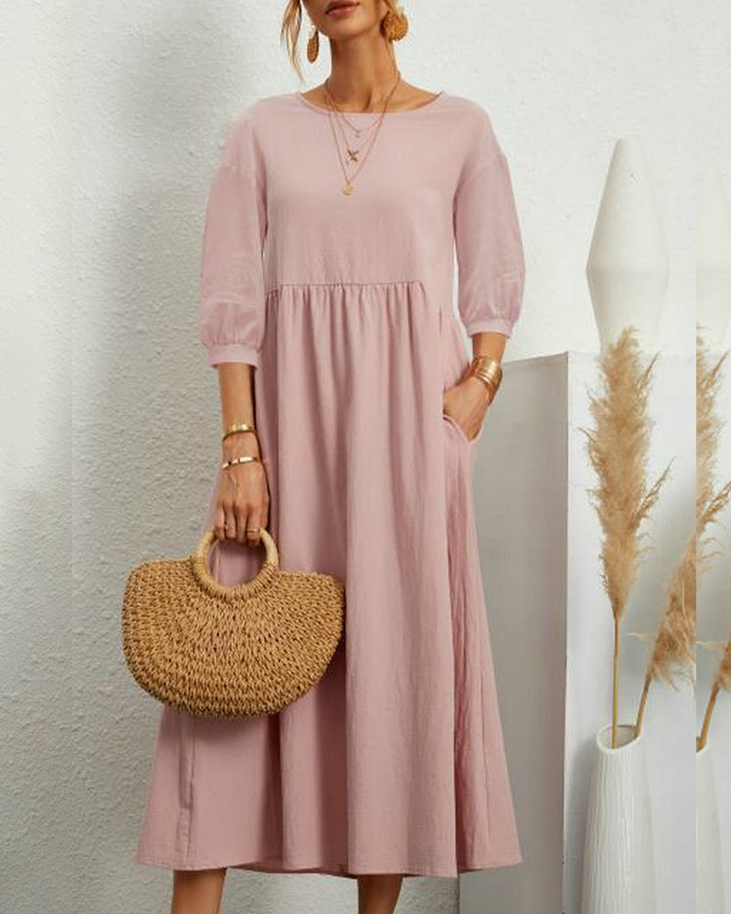 Maud | Women's Lantern Sleeve Midi Summer Dress