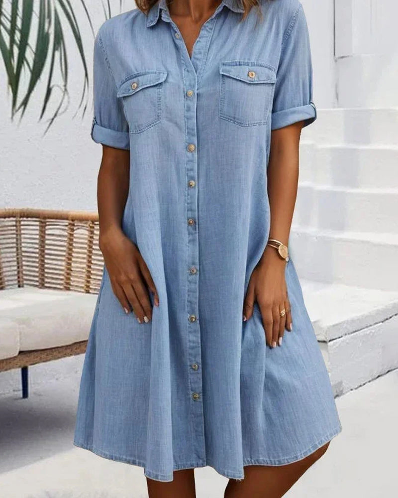 Agnes | Women's Collared Button-Front Midi Summer Dress