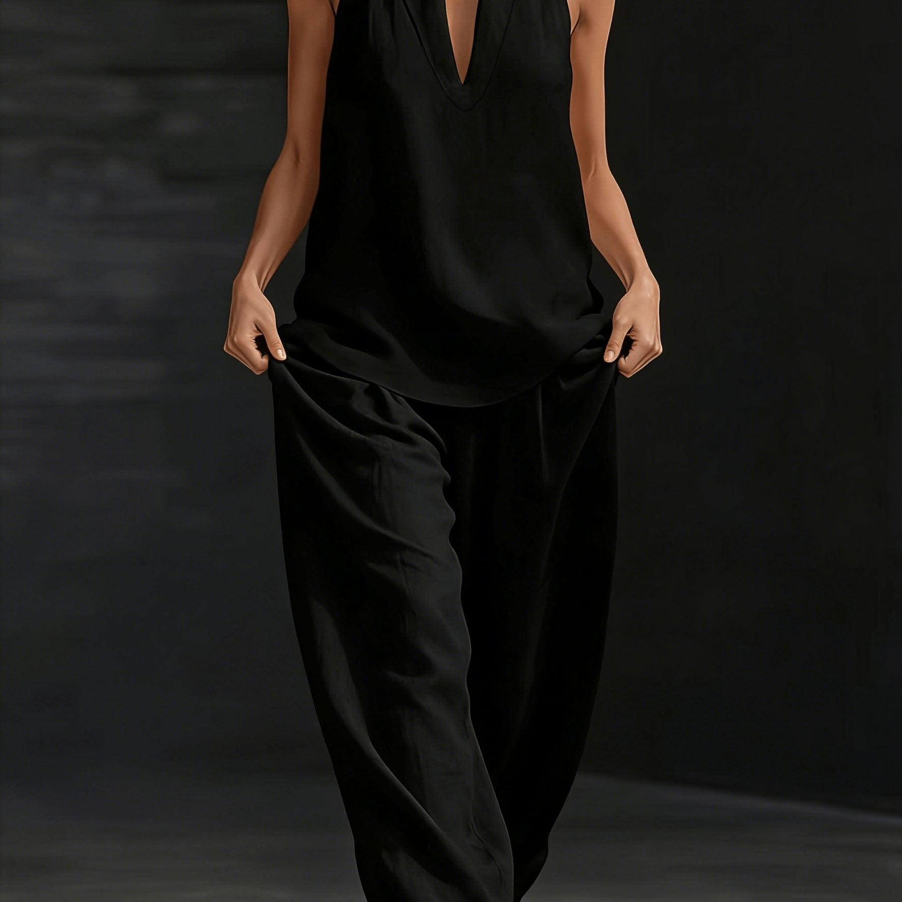 Elspeth | Women's V-Neck Wide-Leg Two-Piece Summer Set