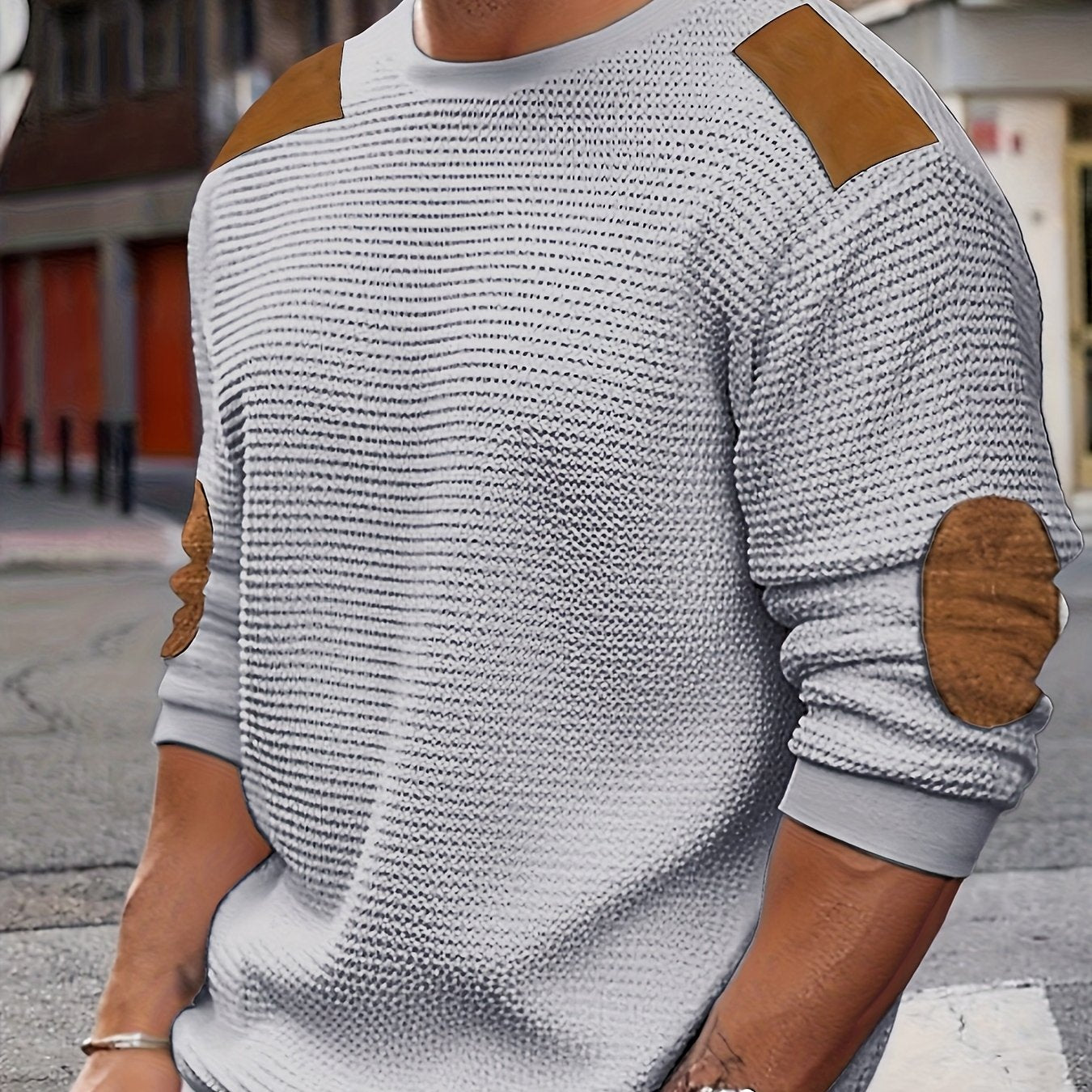 Aaron | Men's Textured Elbow-Patch Pullover