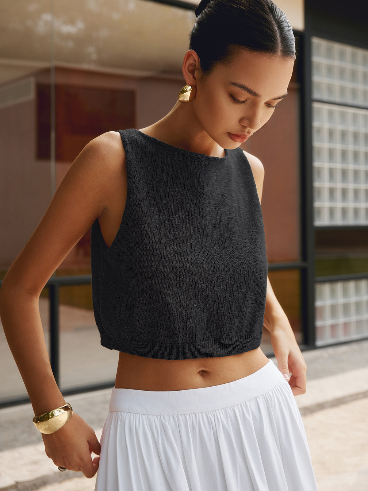 Ada | Women's Crew Neck Crop Tank Top